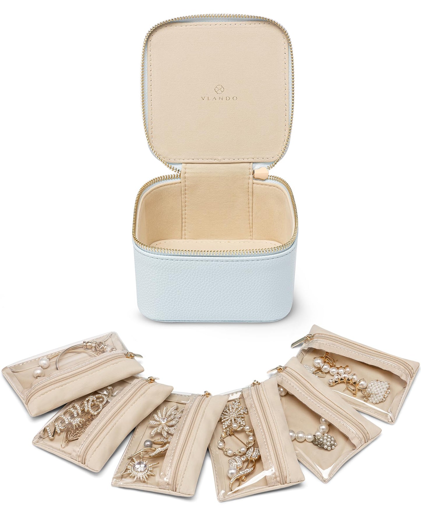 Travel Jewelry Box with Small Pouches
