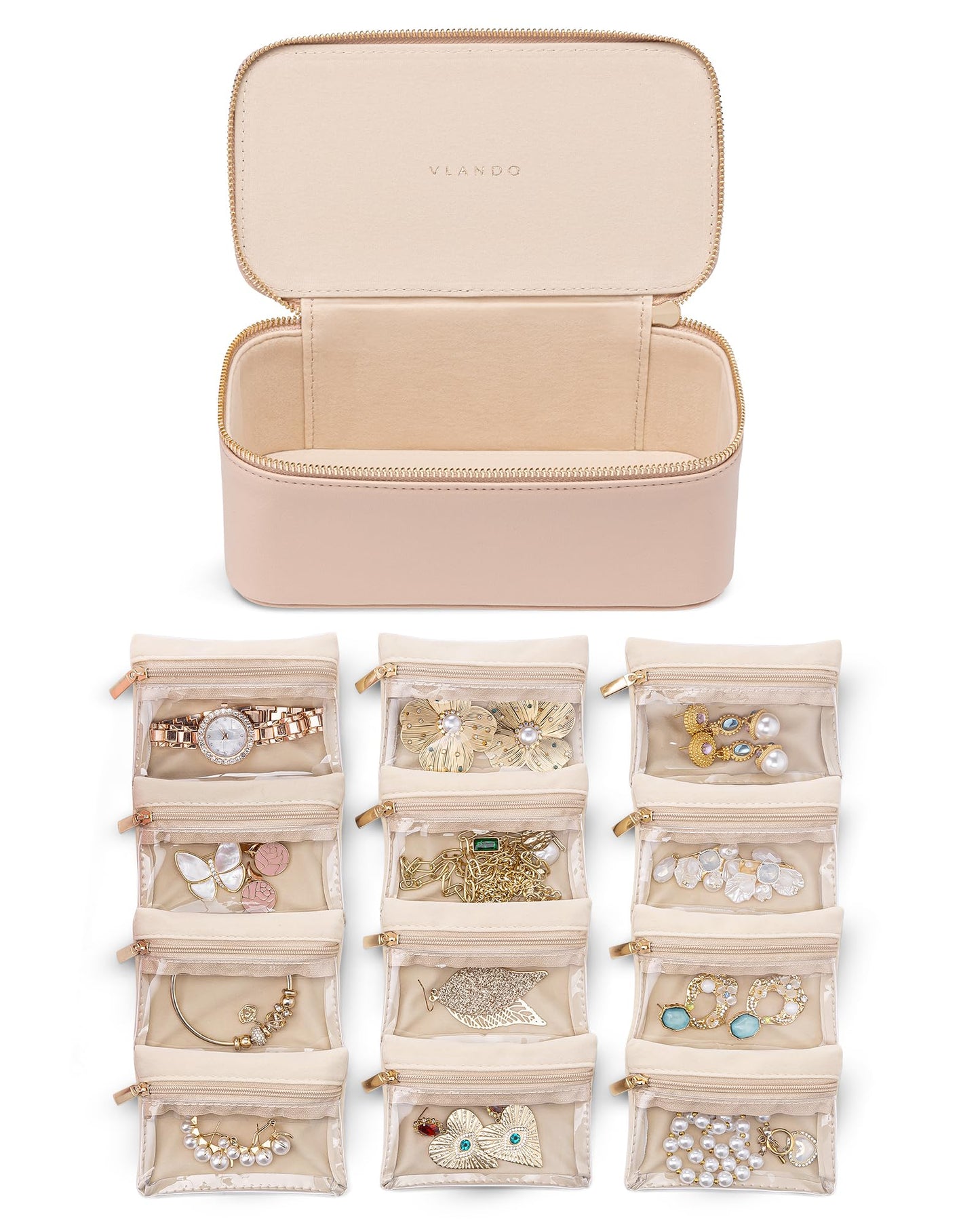 Travel Jewelry Box with Small Pouches