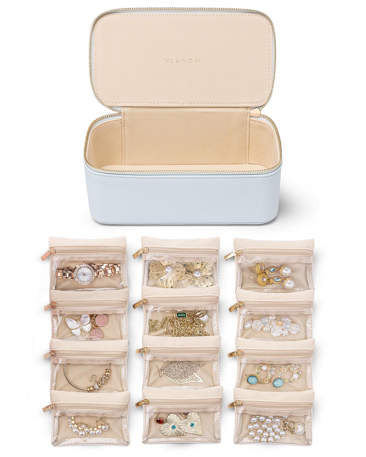 Travel Jewelry Box with Small Pouches