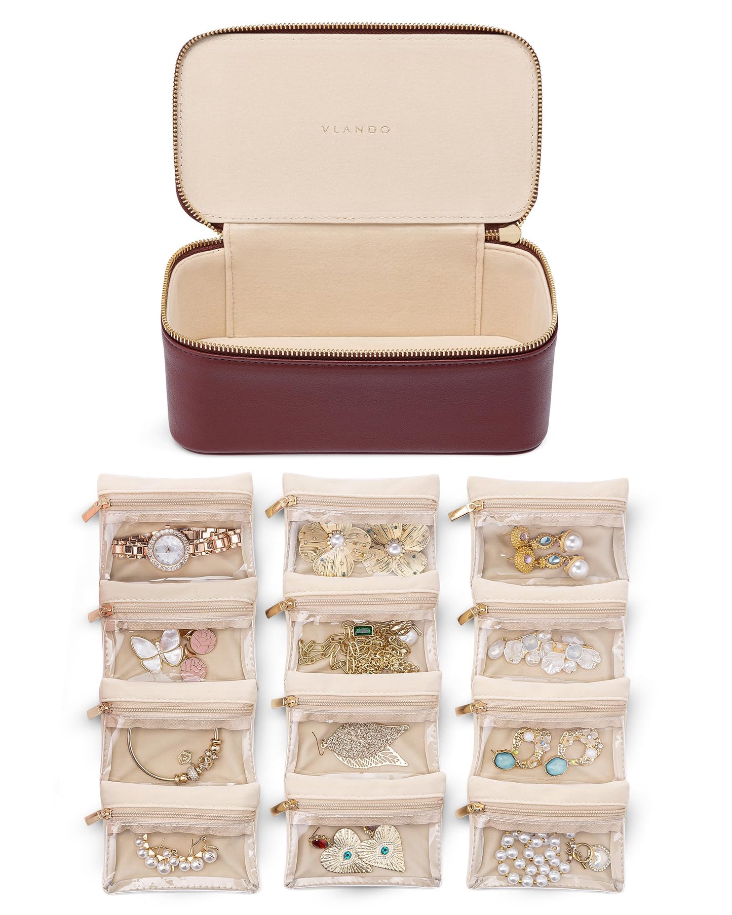 Travel Jewelry Box with Small Pouches