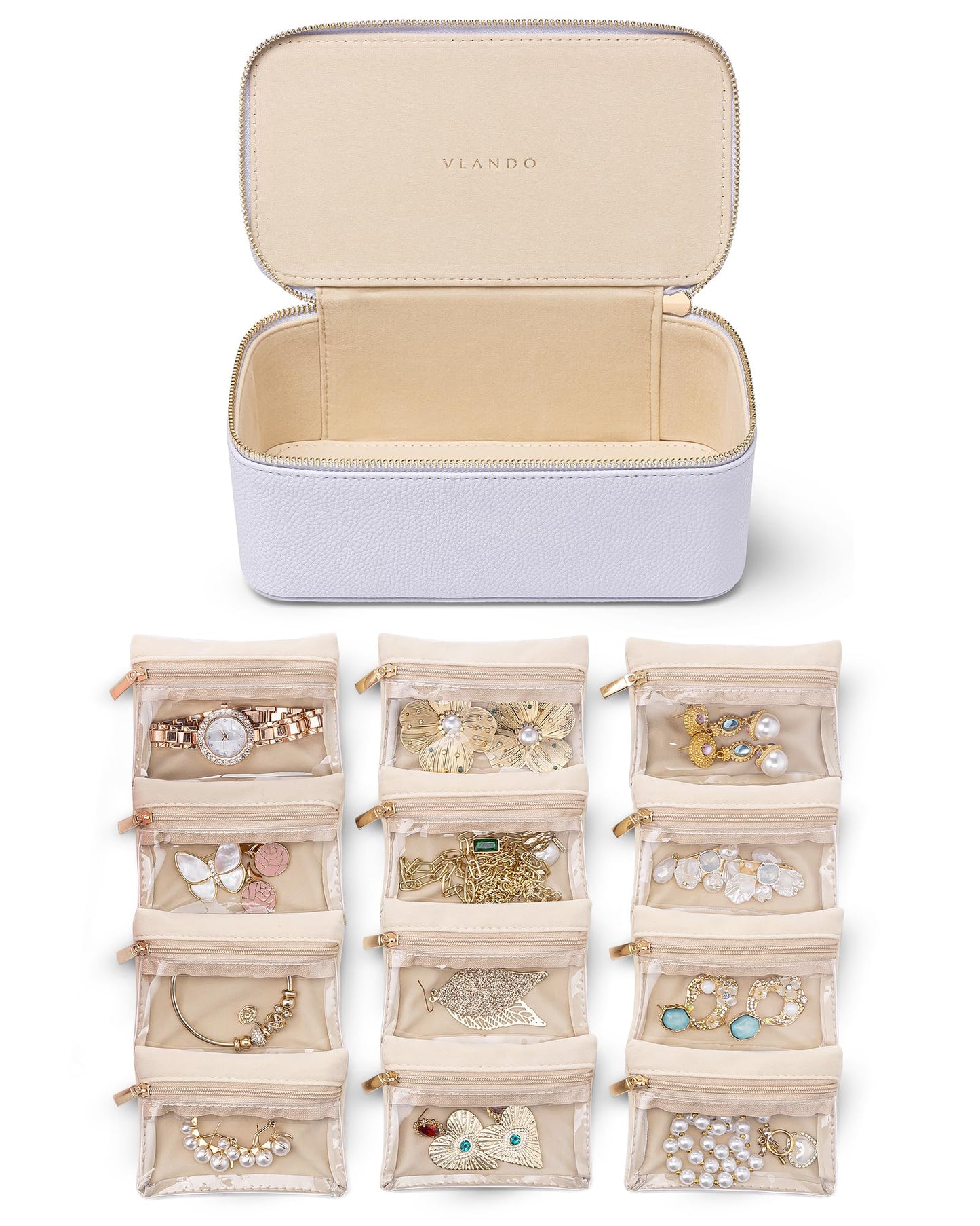 Travel Jewelry Box with Small Pouches